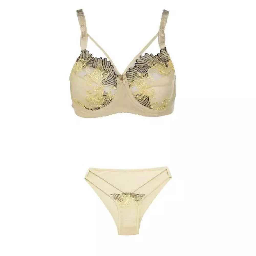 Main image of 蕾丝内衣套装：胸罩与丁字裤，刺绣设计，肩带可调