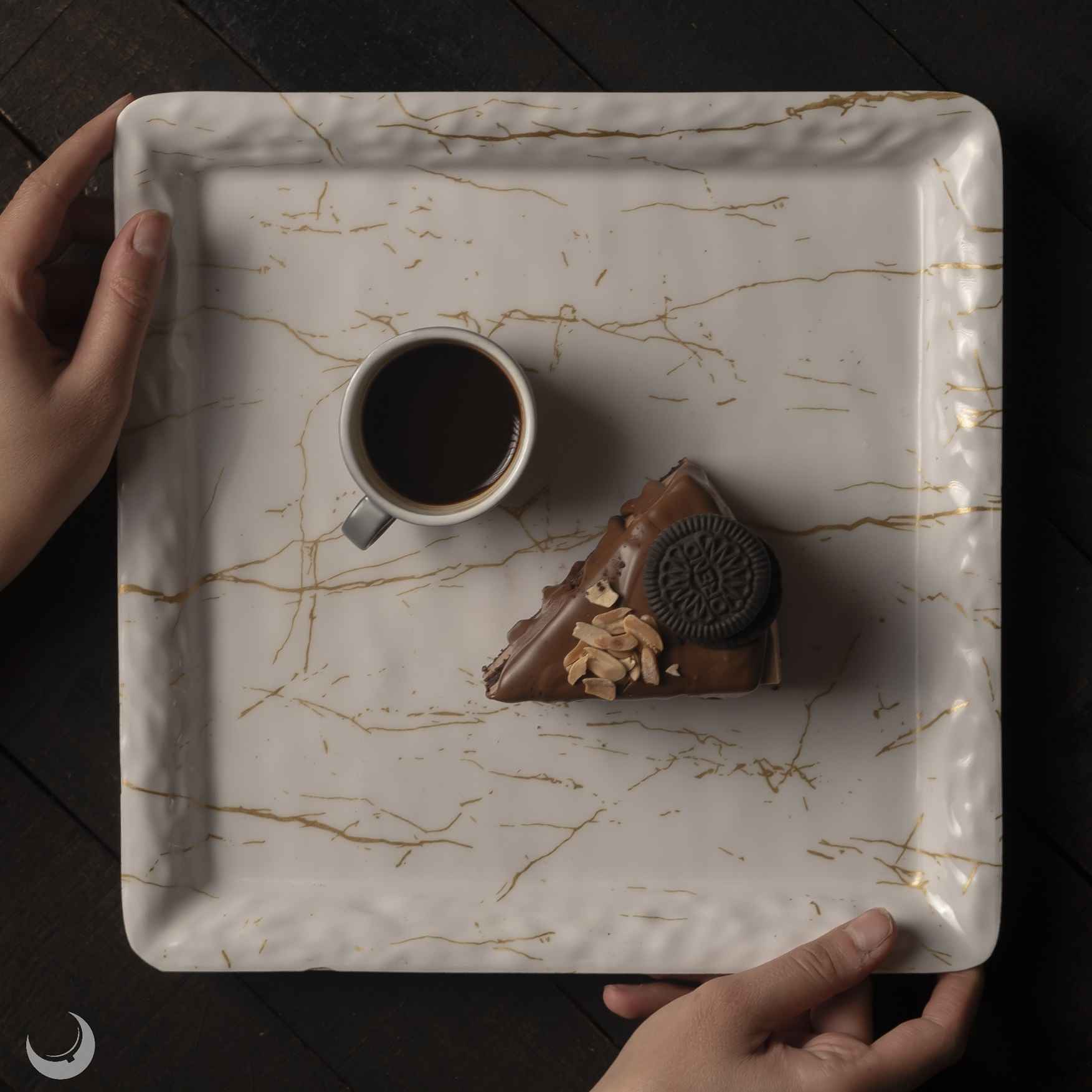 美耐皿餐盘套装 – 方形大理石纹（三件装）