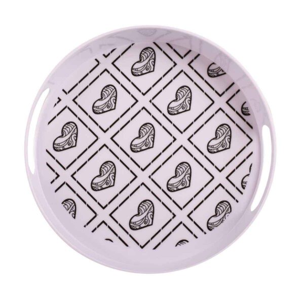 三聚氰胺圆形餐盘 带手柄 爱心款