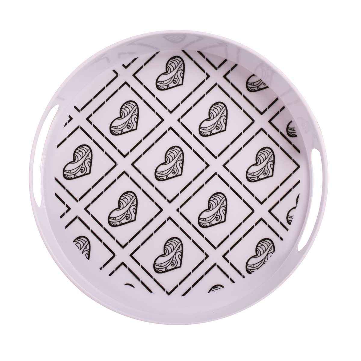 Main image of 三聚氰胺圆形餐盘 带手柄 爱心款