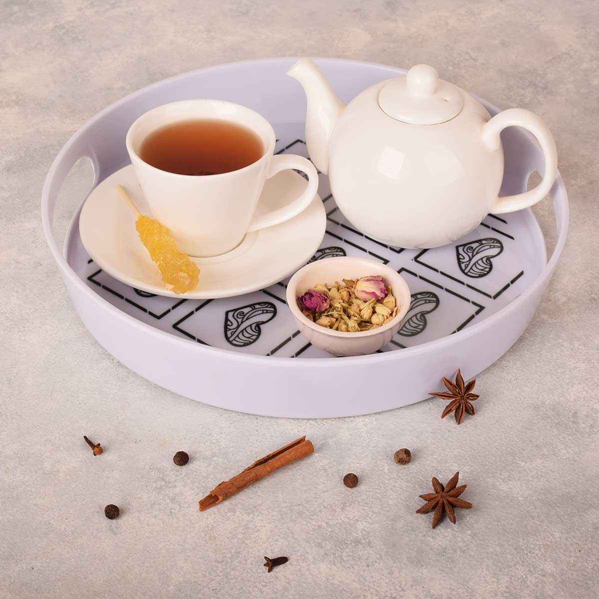 三聚氰胺圆形餐盘 带手柄 爱心款