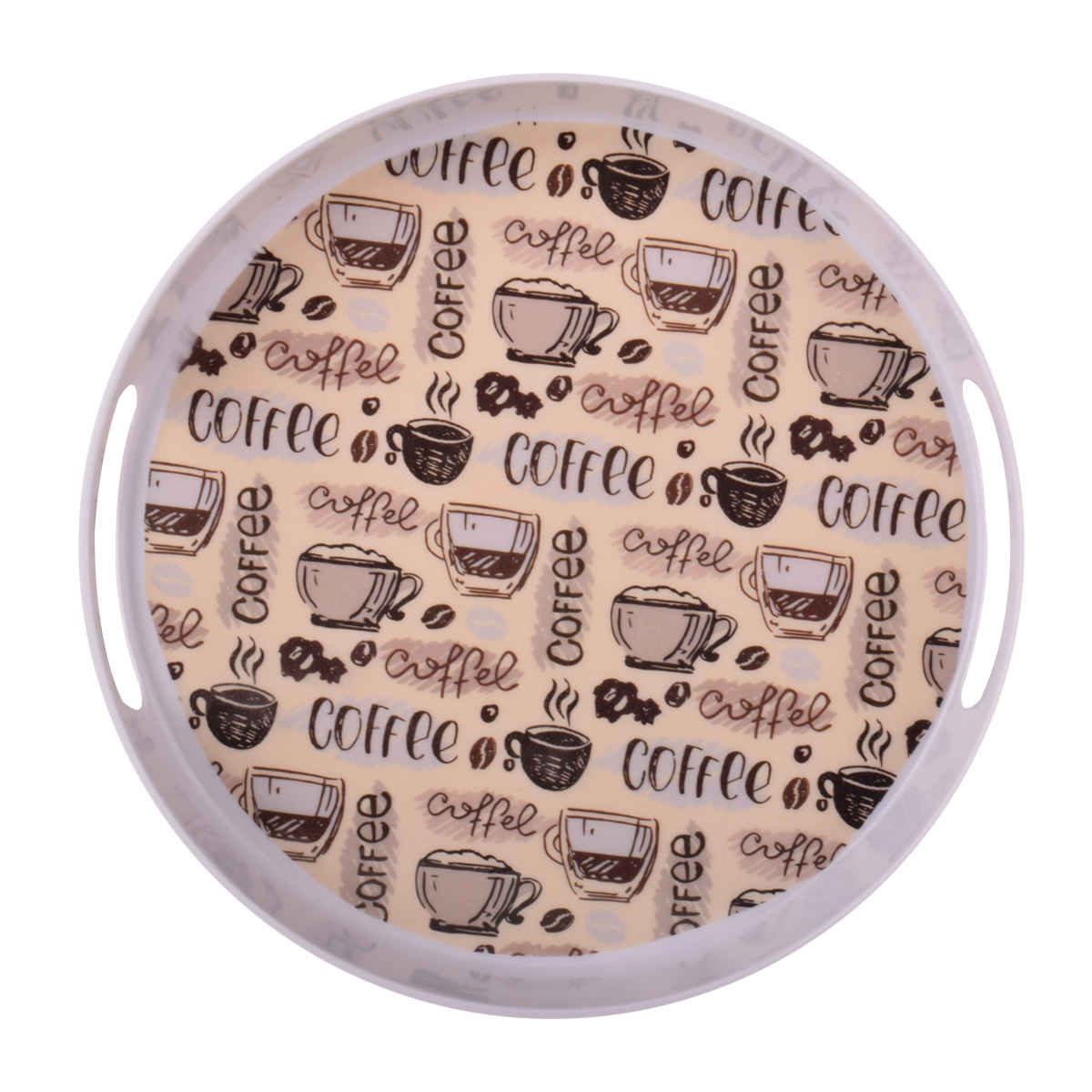 Main image of 三聚氰胺圆形餐盘 带手柄 Coffee款