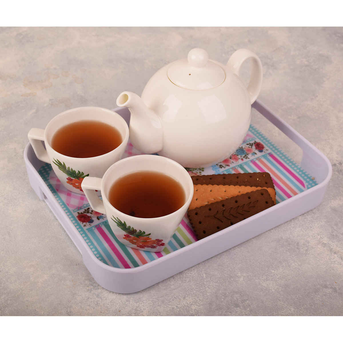 三聚氰胺托盘 带手柄 轻便 花卉设计款