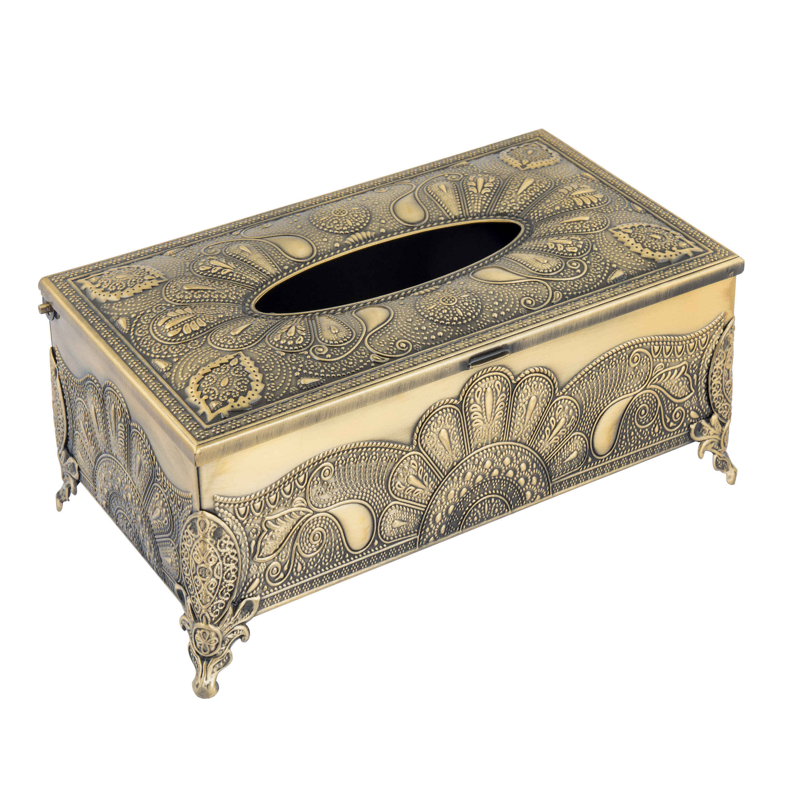 金属垃圾桶 & 纸巾盒套装 – 孔雀图案