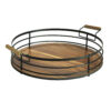圆形木手柄金属线水果篮