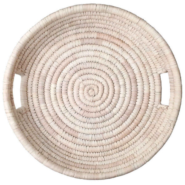内置手柄波斯手工编织棕榈叶收纳篮