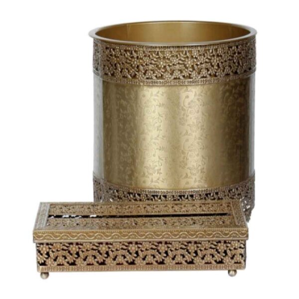 塑料垃圾桶 & 纸巾盒套装 – 花卉图案