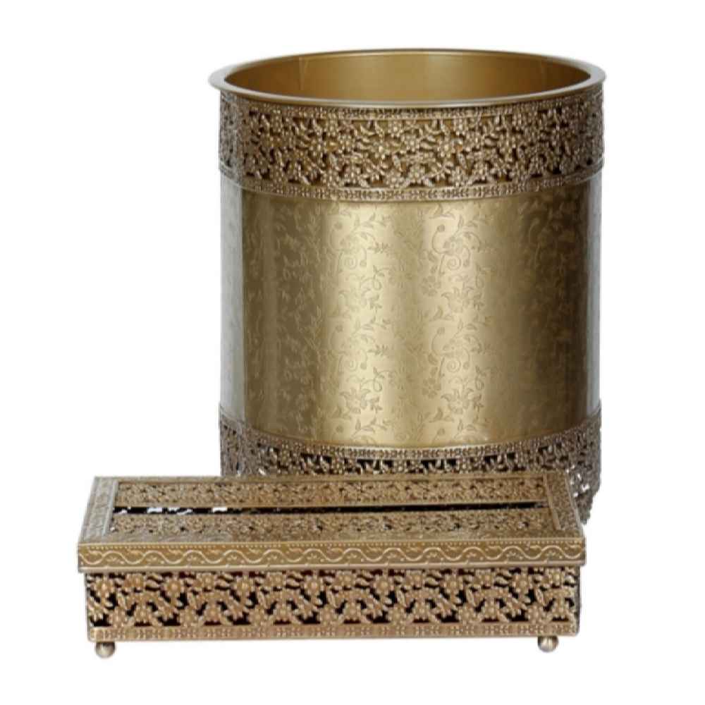 Main image of 塑料垃圾桶 & 纸巾盒套装 – 花卉图案