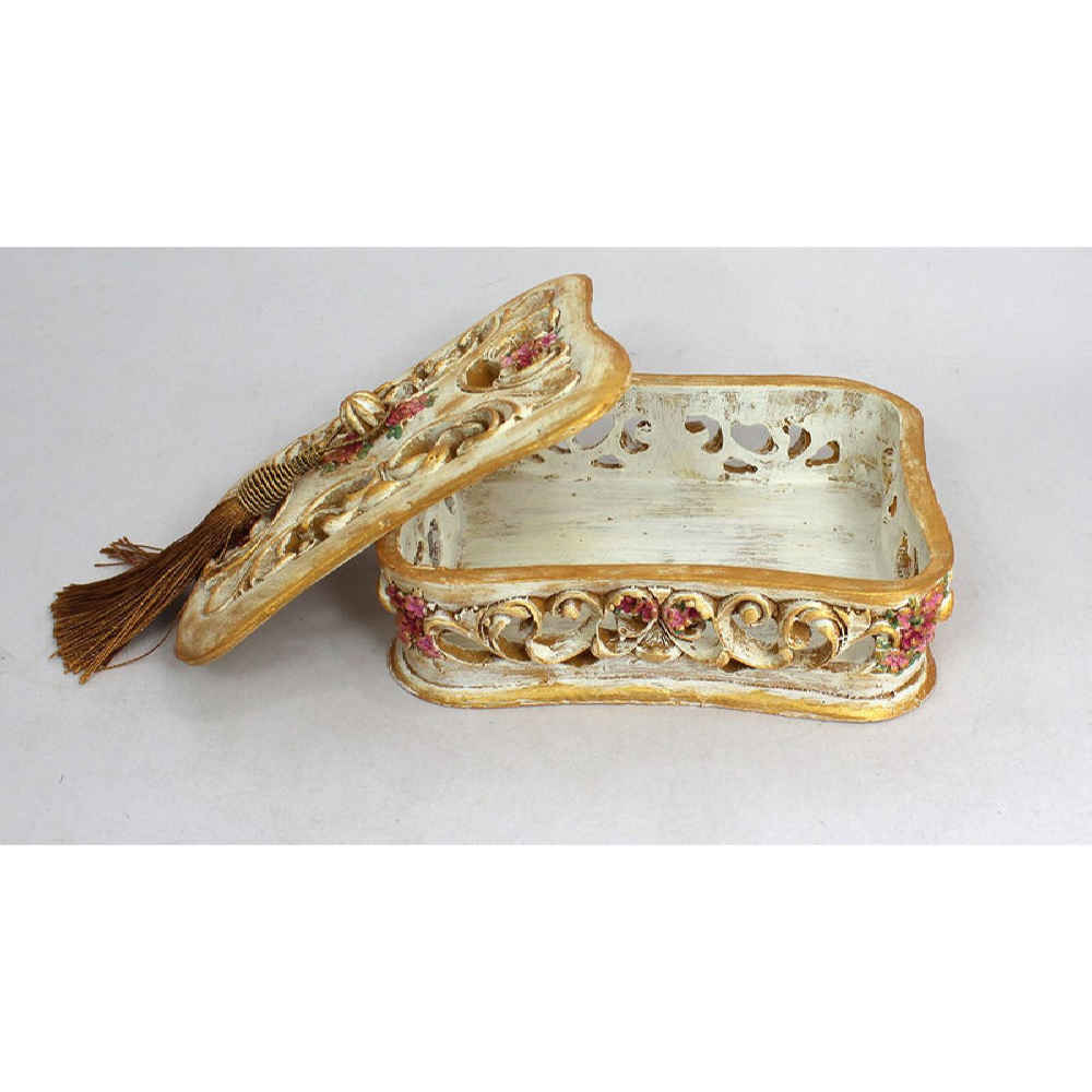 聚酯纤维首饰盒 – 金色流苏装饰款，型号Javaher