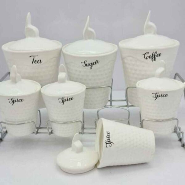 瓷质收纳罐 – 雕花设计 Yuna款，适合咖啡、茶等储存