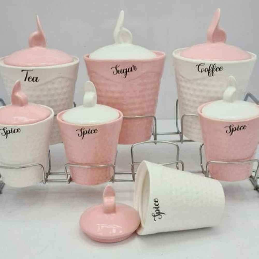 瓷质收纳罐 – 雕花设计 Yuna款，适合咖啡、茶等储存