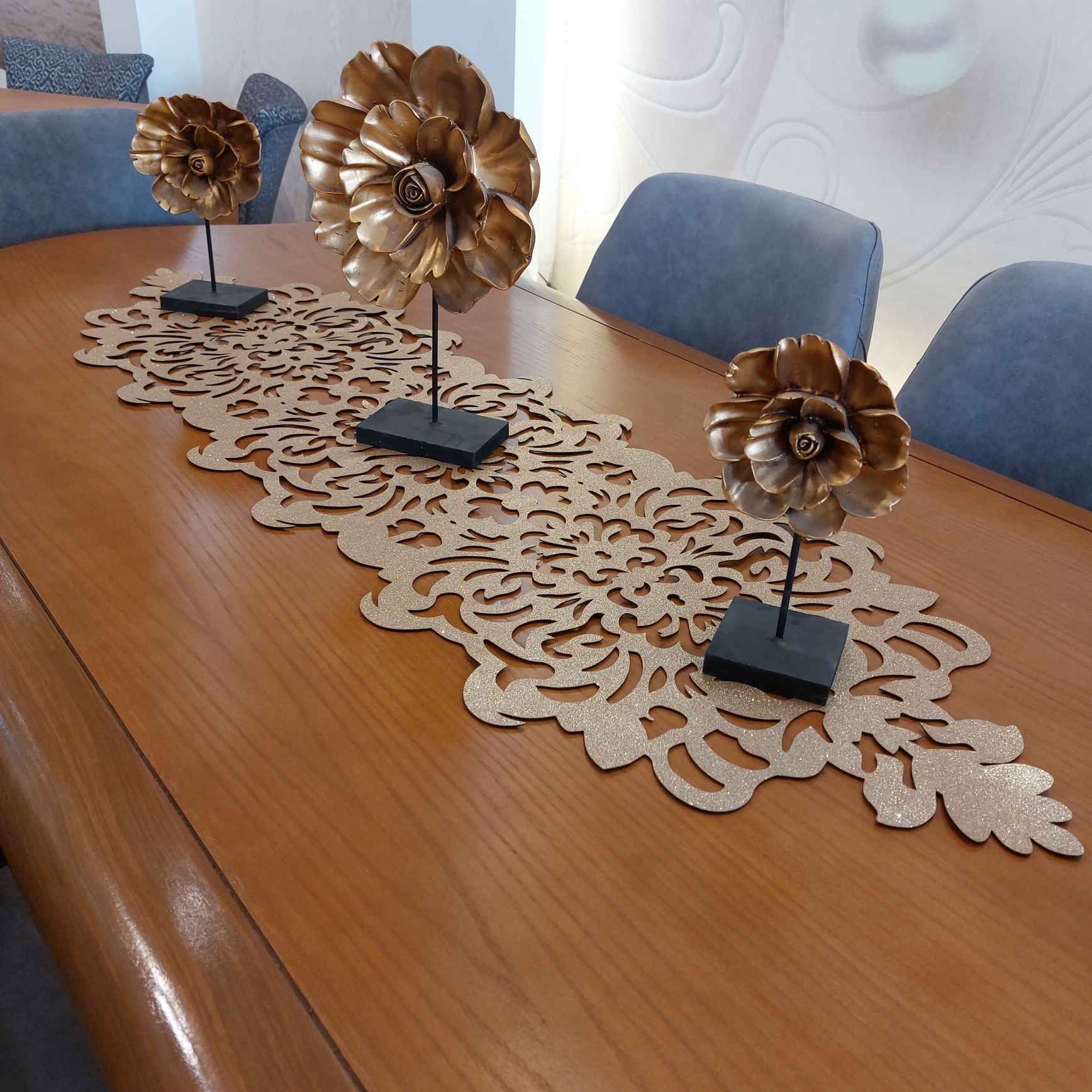 餐桌旗 仿皮革 华丽闪光风格