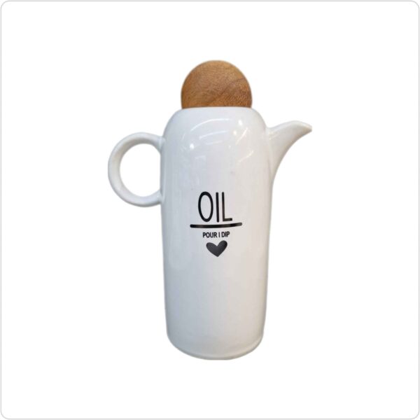 白色陶瓷油壶 带盖 厨房装饰款