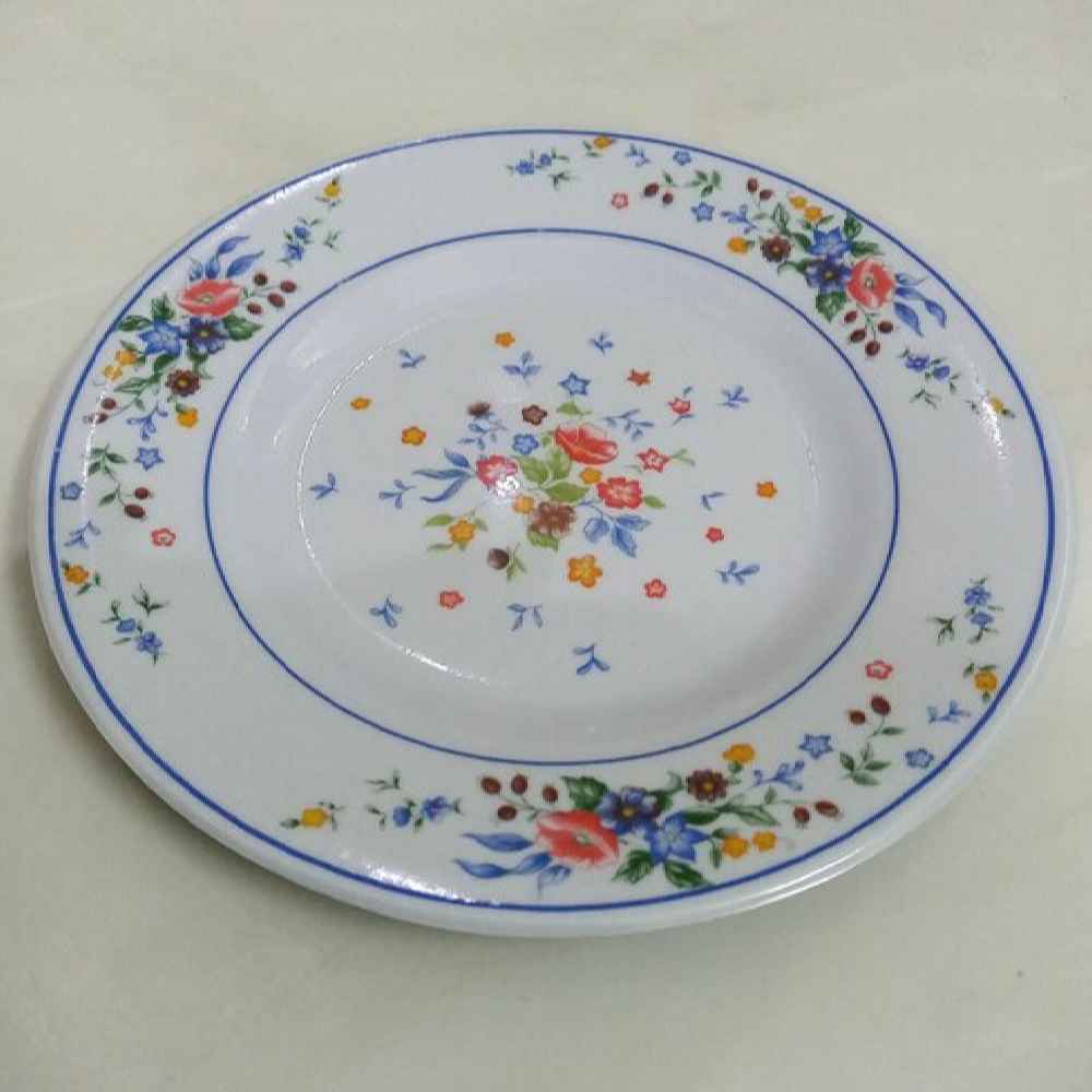 白色美耐皿餐盘套装 – 可微波炉加热，维多利亚花图案