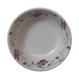 白色密胺餐具碗套装，可洗碗机安全 – Floral 型号（6 件套）