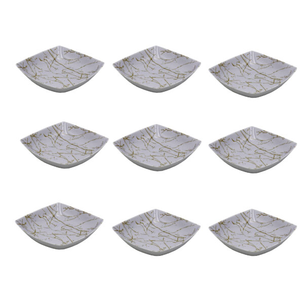 白色密胺餐具碗套装，可洗碗机安全 – Marble 型号（6 件套）