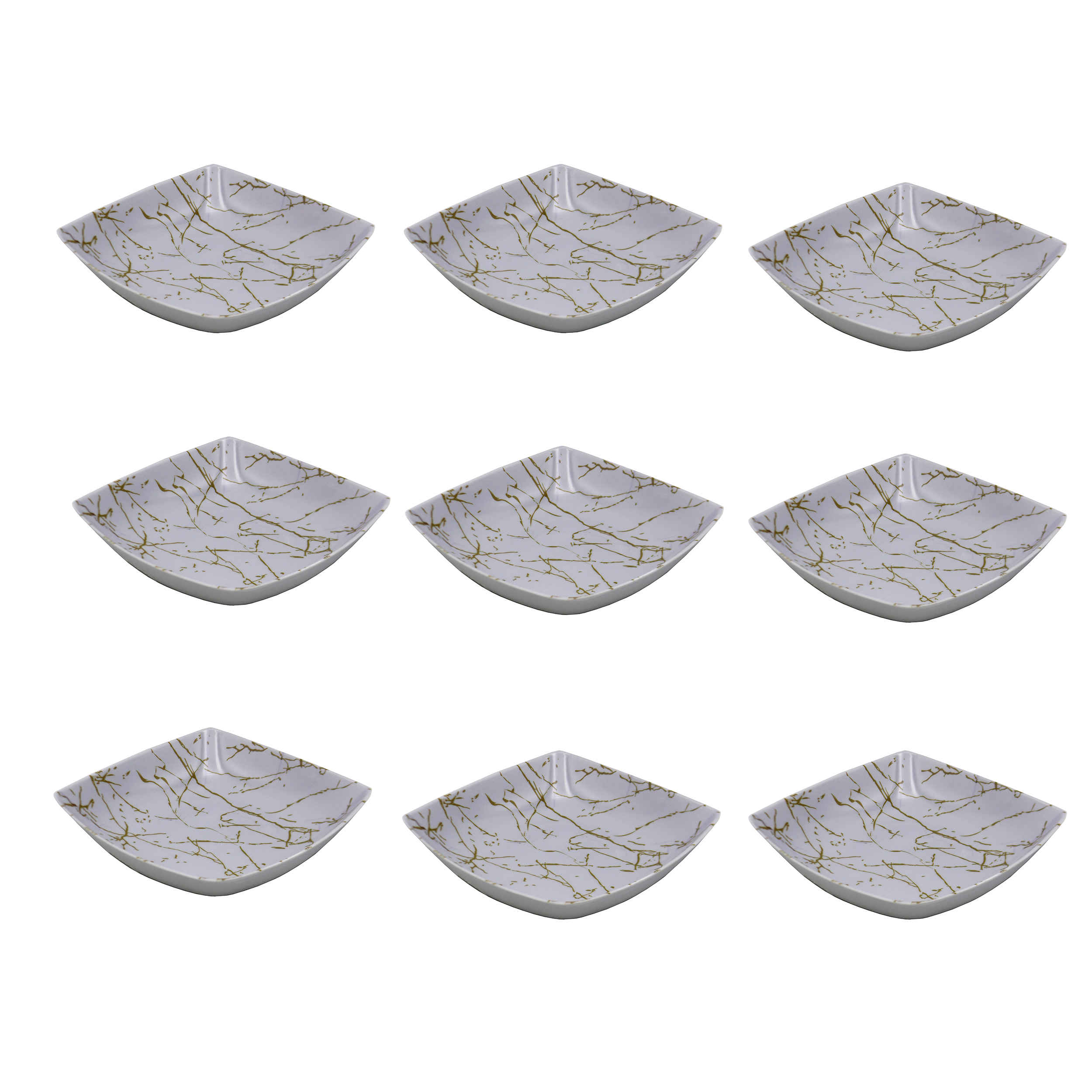 Main image of 白色密胺餐具碗套装，可洗碗机安全 – Marble 型号（6 件套）