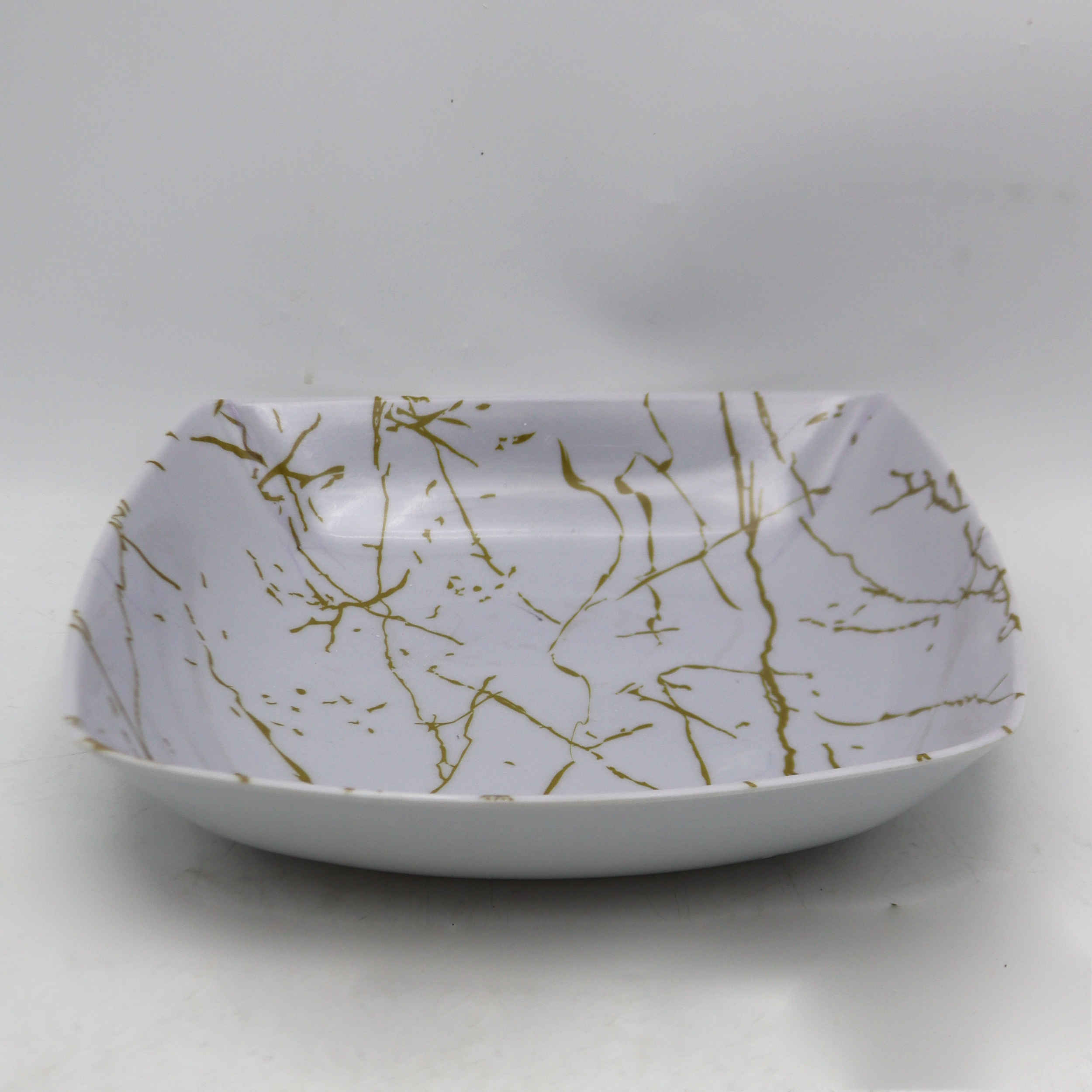 白色密胺餐具碗套装，可洗碗机安全 – Marble 型号（6 件套）