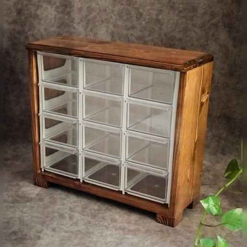 Main image of 精美木制收纳盒——12格塑料抽屉，时尚收纳方案