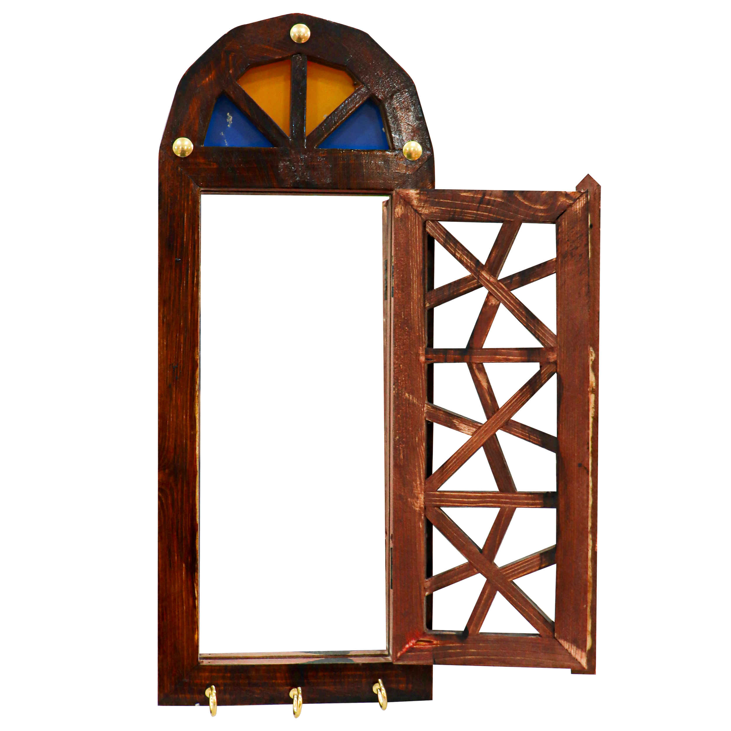 手工波斯木质墙壁钥匙挂架——传统风格旧门设计