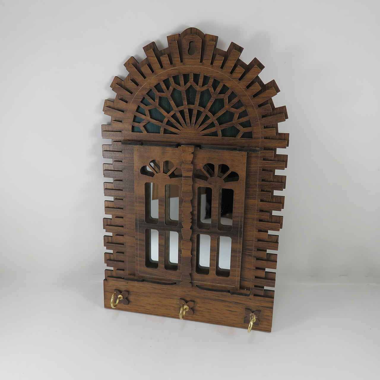 手工波斯木质墙壁钥匙挂架——传统风格窗户设计