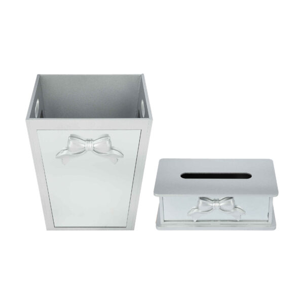 木质垃圾桶 & 纸巾盒套装 – 蝴蝶结设计