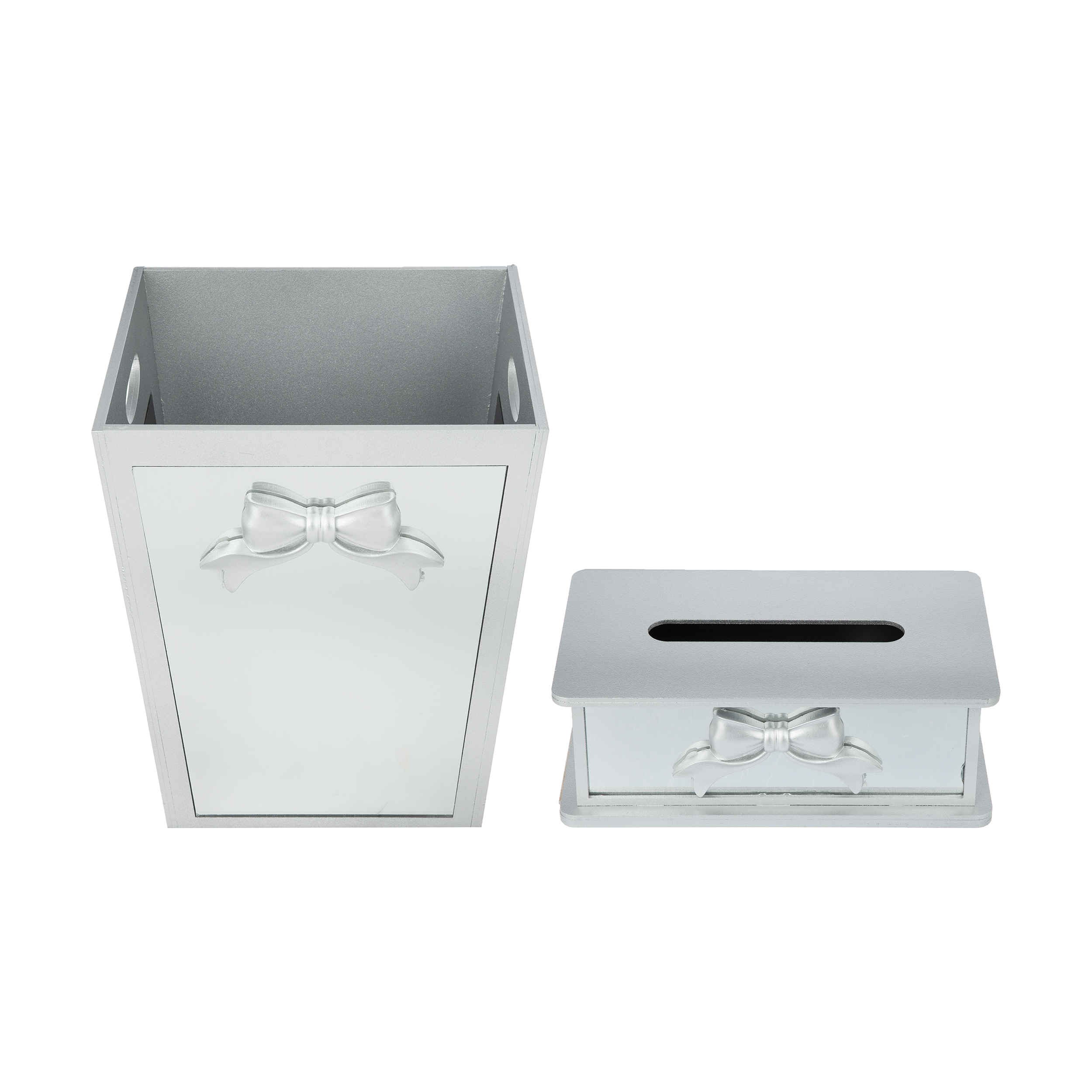 Main image of 木质垃圾桶 & 纸巾盒套装 – 蝴蝶结设计