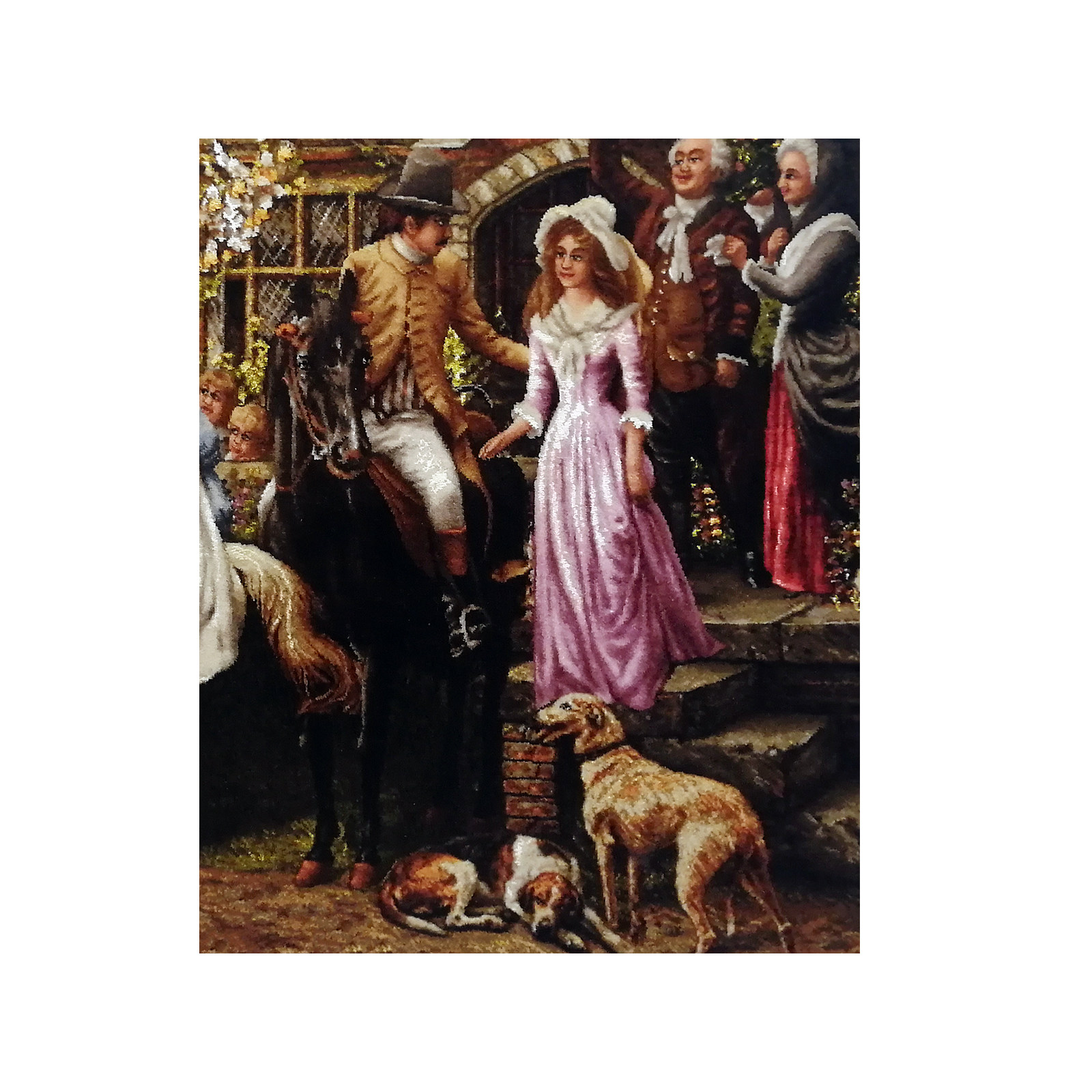 手工结制波斯图案地毯，产自大不里士 – 描绘 Alfred William Strutt 与 Lassie & Laddie