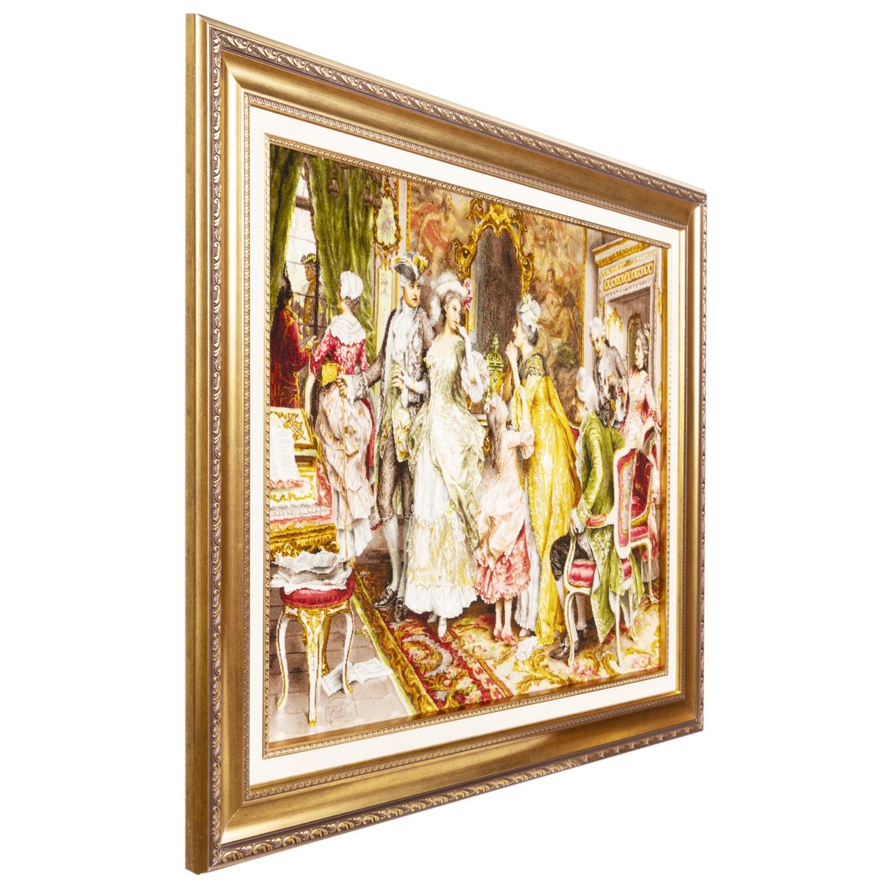 手工结制波斯图案地毯,产自大不里士 – 描绘 Arturo Ricci《等待》