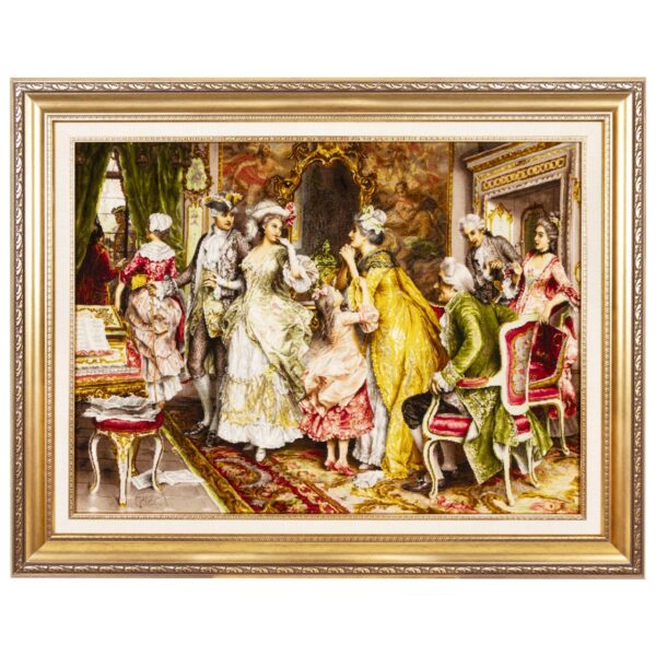 手工结制波斯图案地毯，产自大不里士 – 描绘 Arturo Ricci《等待》