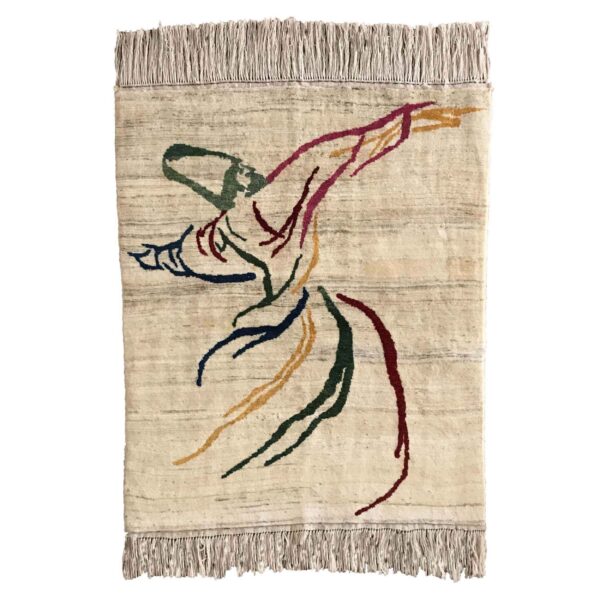 波斯加贝手工羊毛地毯 手工编织于法尔斯 旋转舞者图案