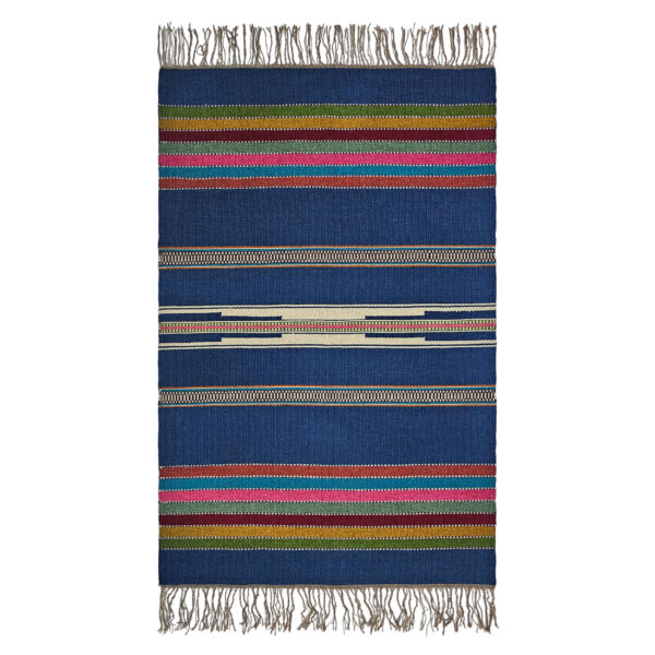 正宗波斯羊毛克里姆地毯 手工编织于洛雷斯坦 蓝色