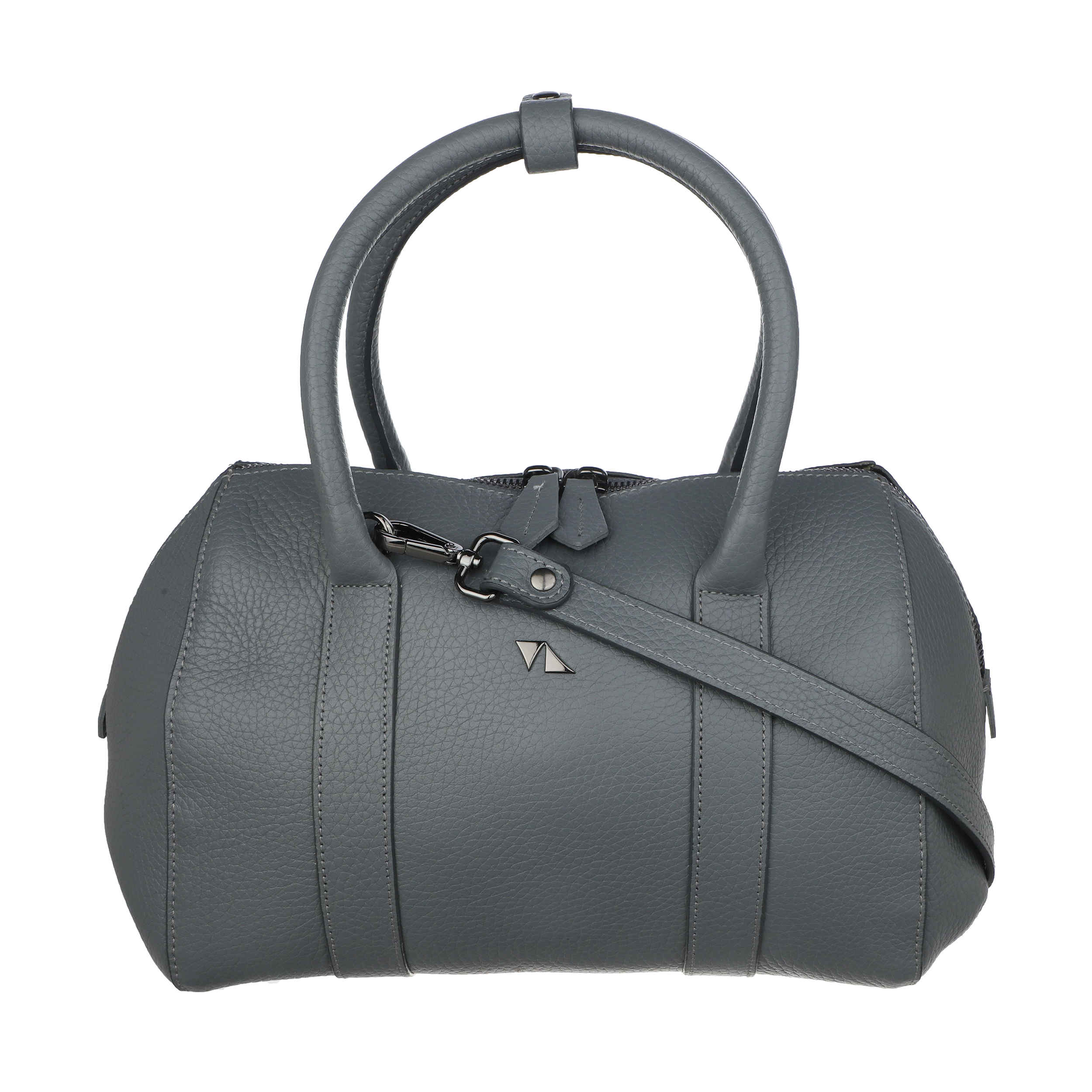 Main image of 女士灰色大容量皮革 Bauletto 手提包