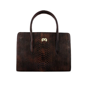 带蛇皮纹理及大容量的 Bauletto 皮革手提包