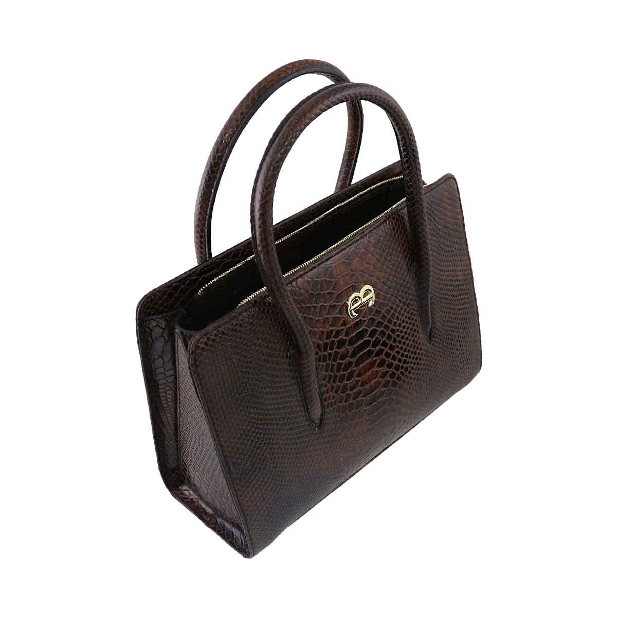 带蛇皮纹理及大容量的 Bauletto 皮革手提包