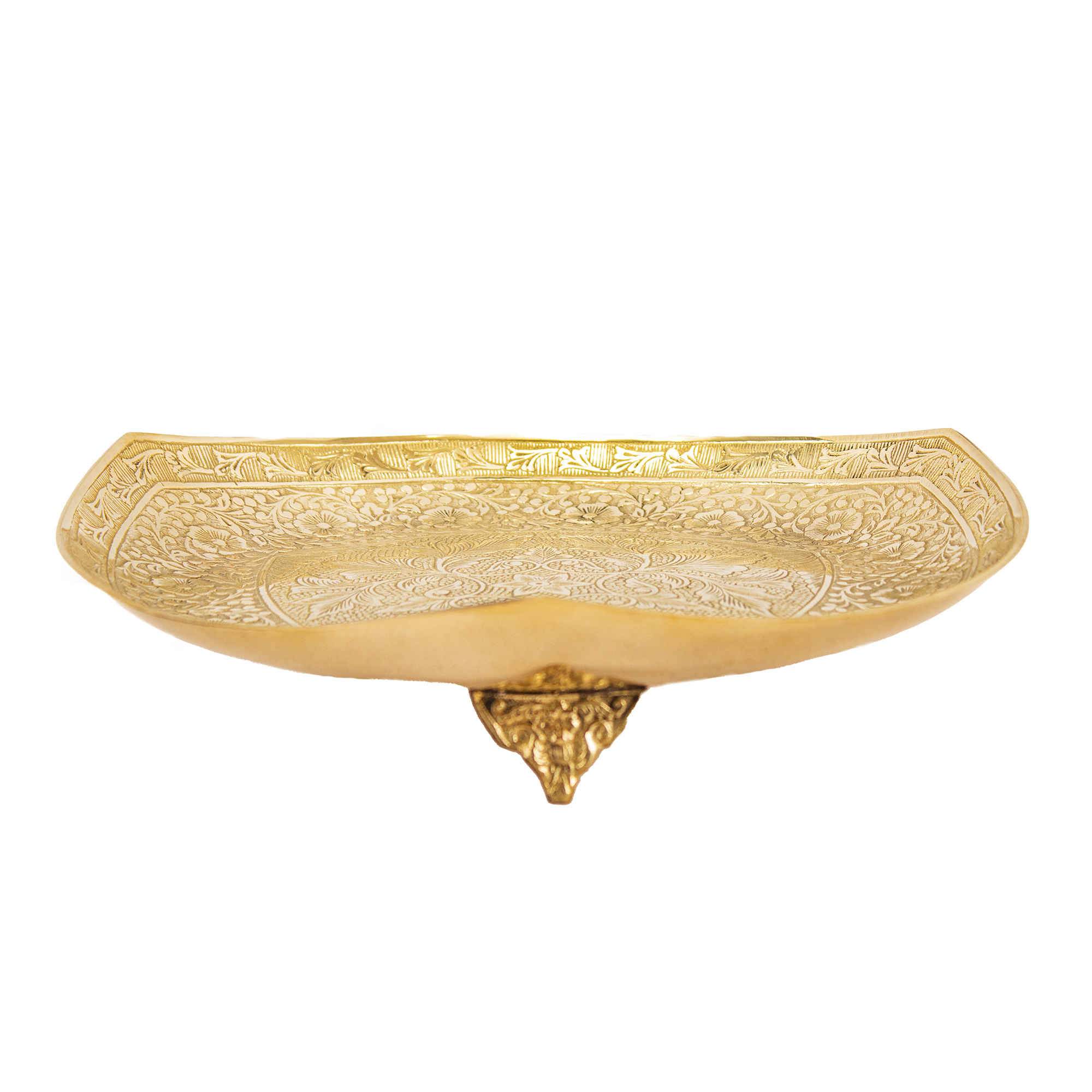 黄铜甜点托盘，精美雕刻优雅