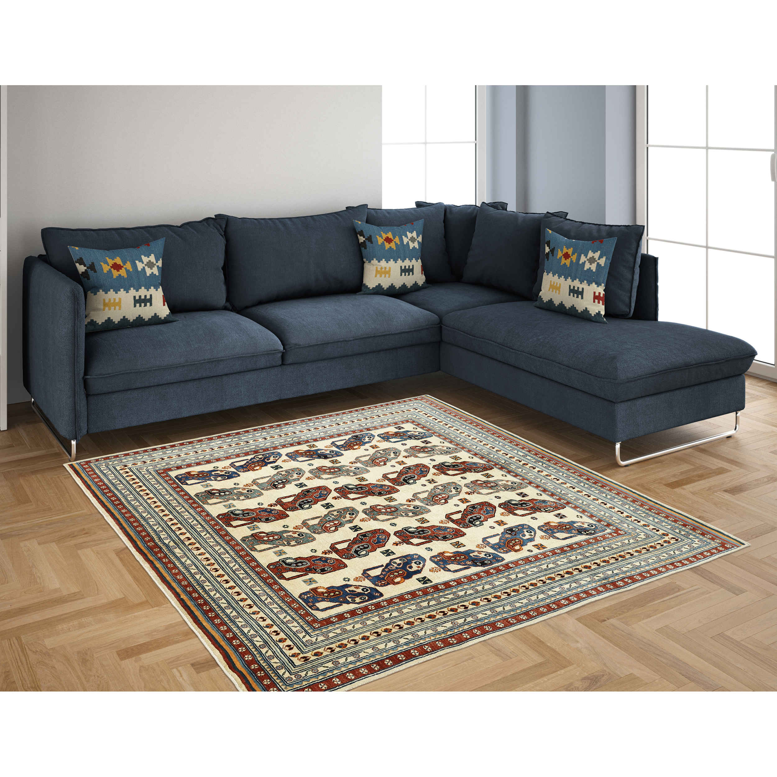 正宗波斯加贝手工羊毛地毯 边框图案