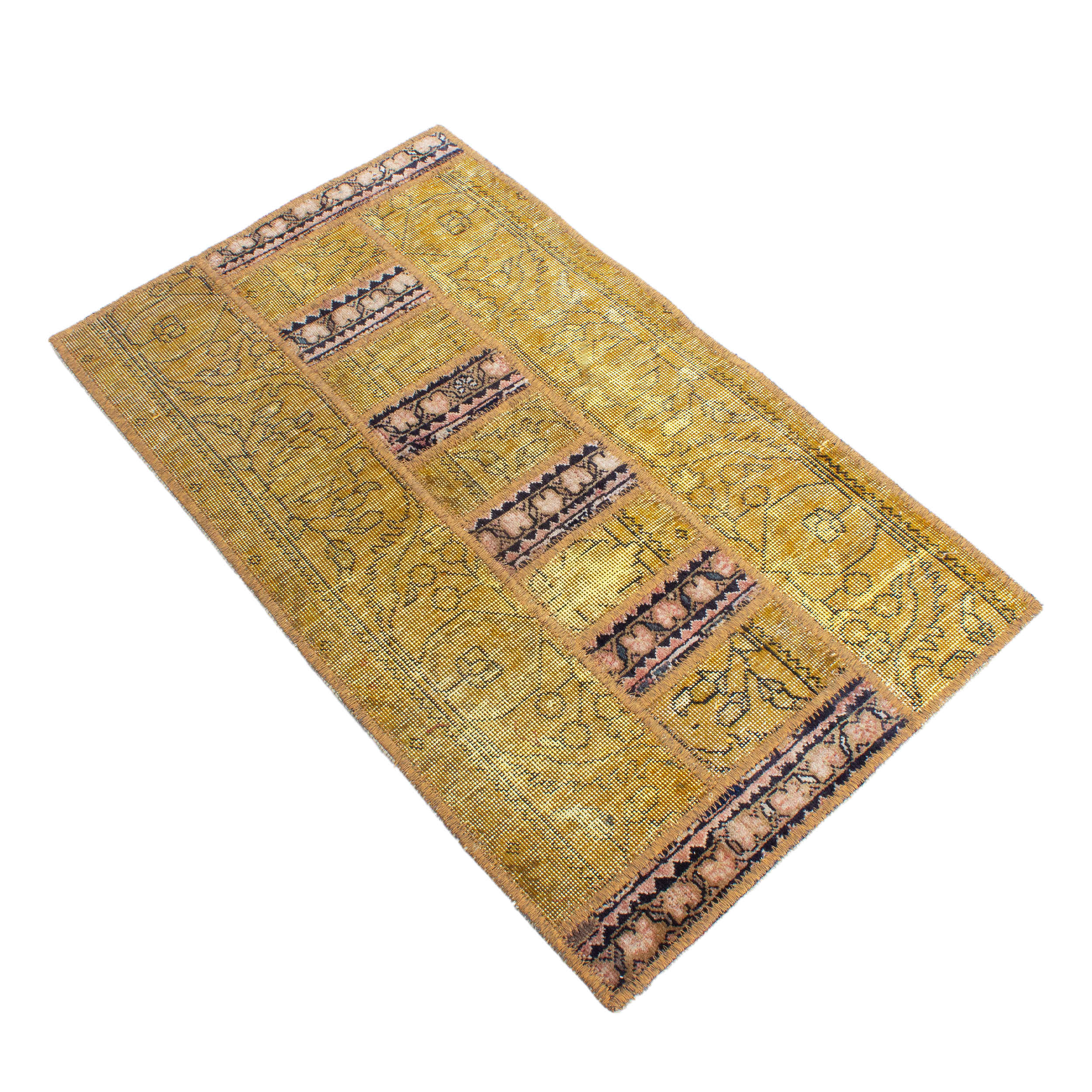 复古波斯手工打结拼布地毯 哈迪斯