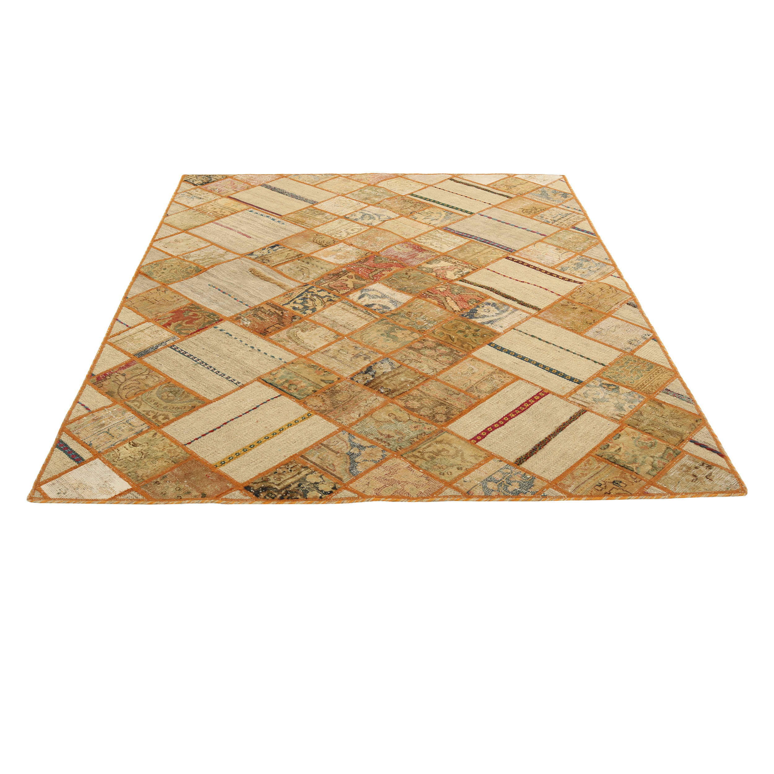 复古波斯手工打结拼布地毯 莱拉