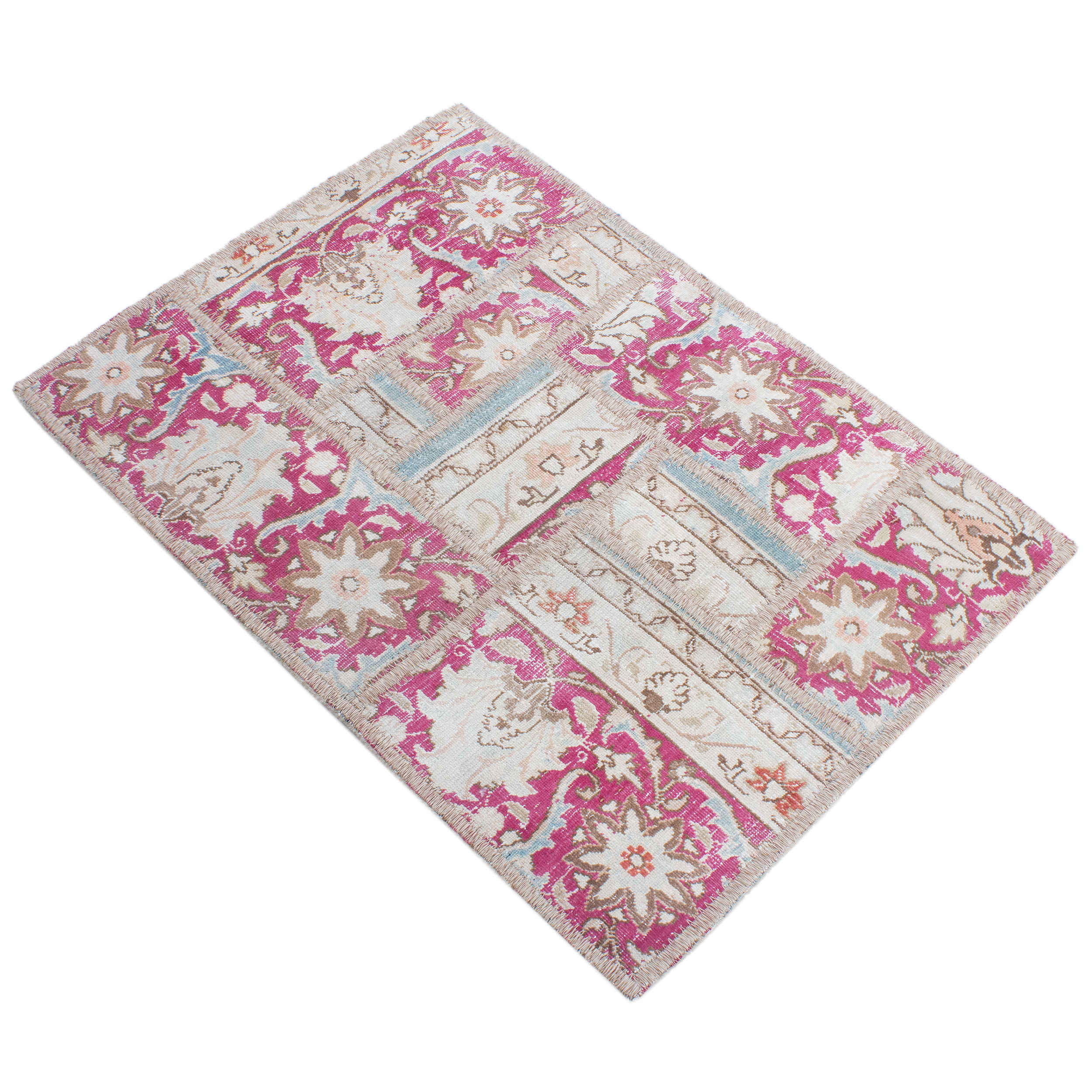 复古波斯手工打结拼布地毯 玛希娅