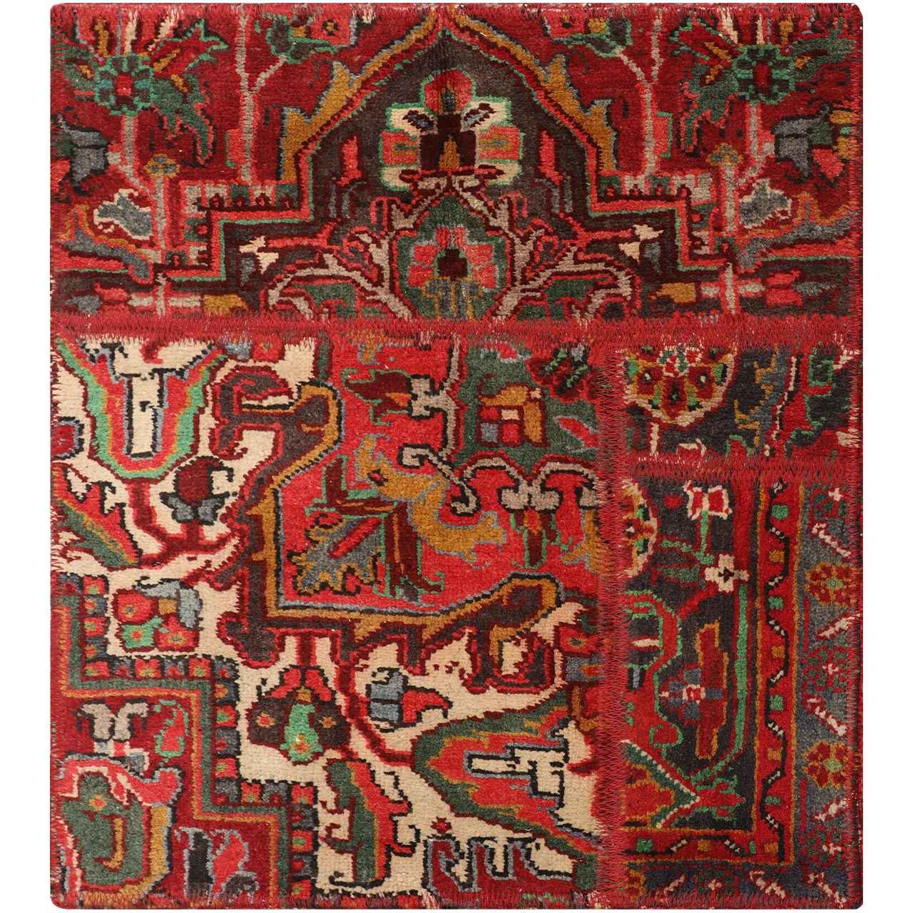 复古波斯手工打结拼布地毯 巴哈兰