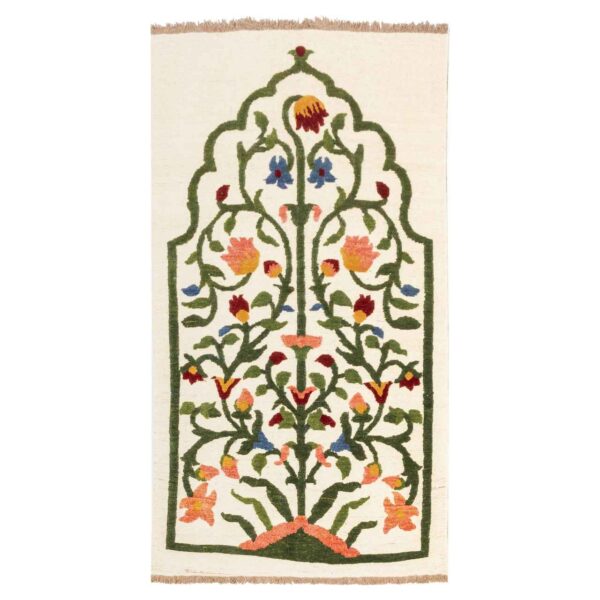 正宗波斯羊毛克里姆地毯 手工编织于克尔曼 花卉图案