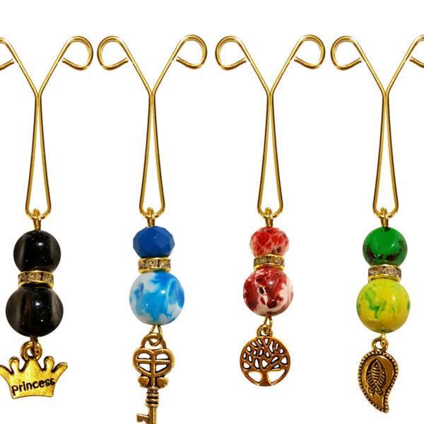 穆斯林女性用头巾U型夹套装 – 彩色串珠设计（4件装）