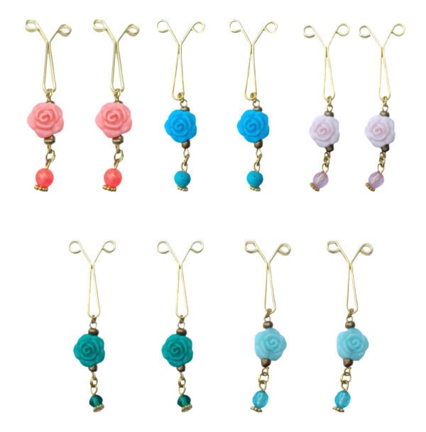 穆斯林女性用头巾U型夹套装 – 花朵吊饰（10件装）