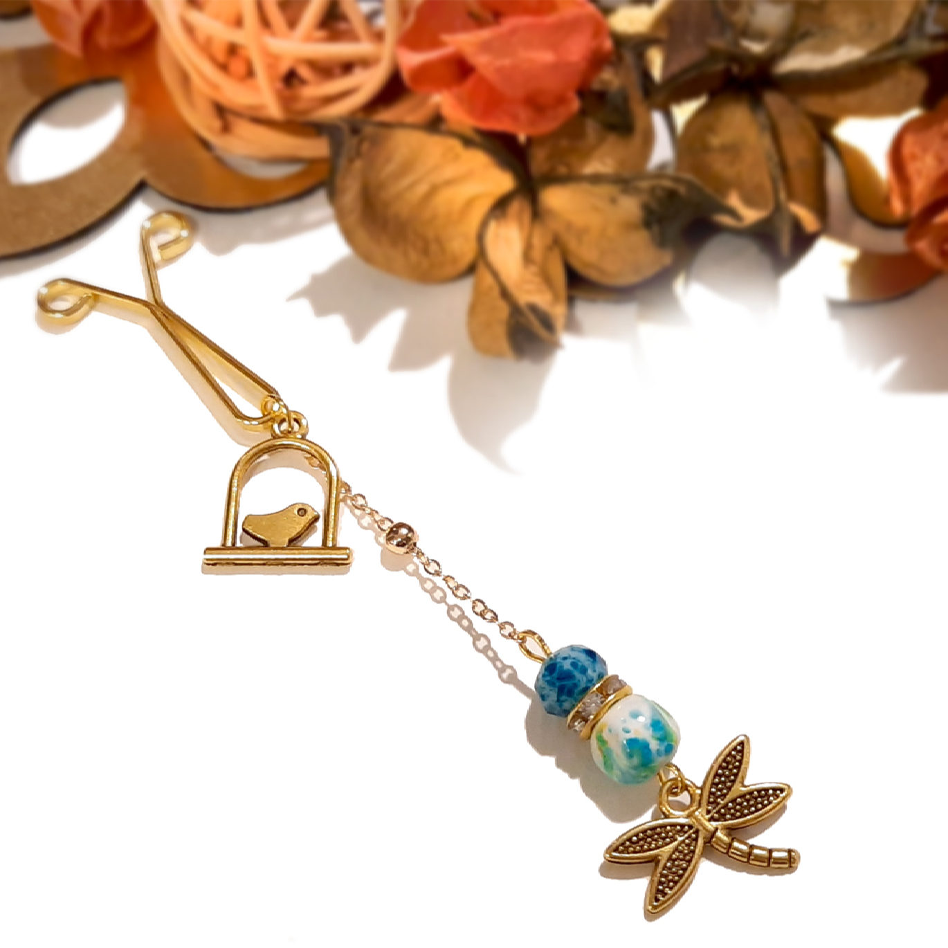 穆斯林女性用头巾U型夹 – 长蜻蜓吊饰款