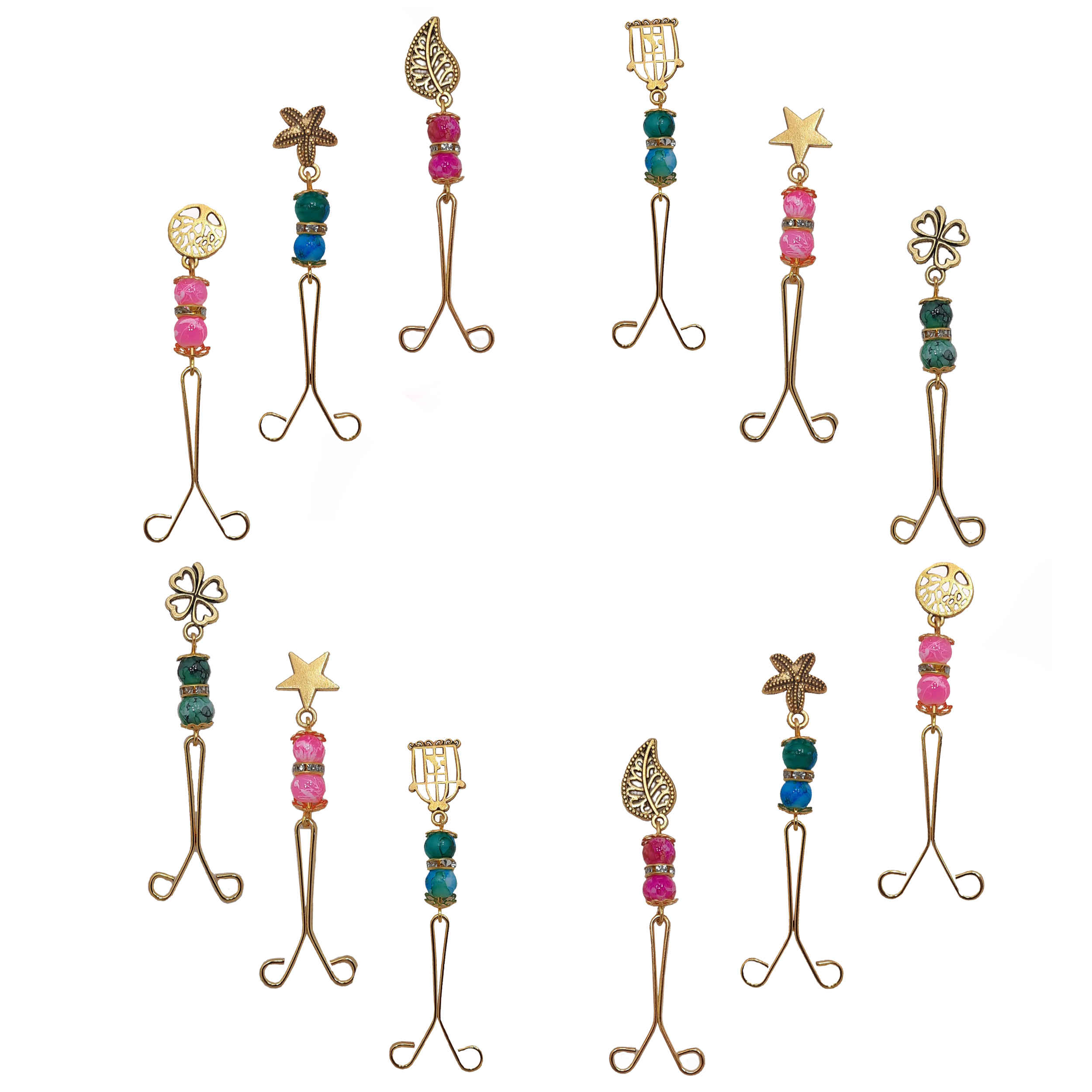 Main image of 穆斯林女性用头巾U型夹 – 吊饰款（12件装）