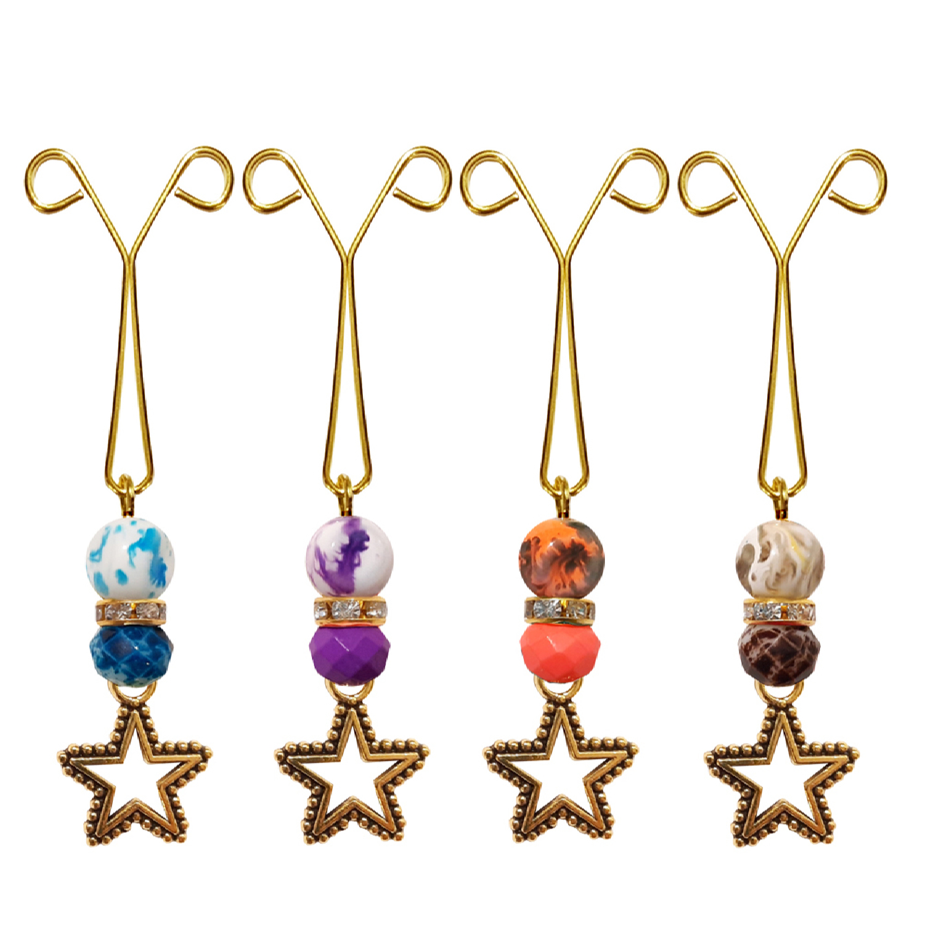 Main image of 穆斯林女性用头巾U型夹 – 星星吊饰（4件装）