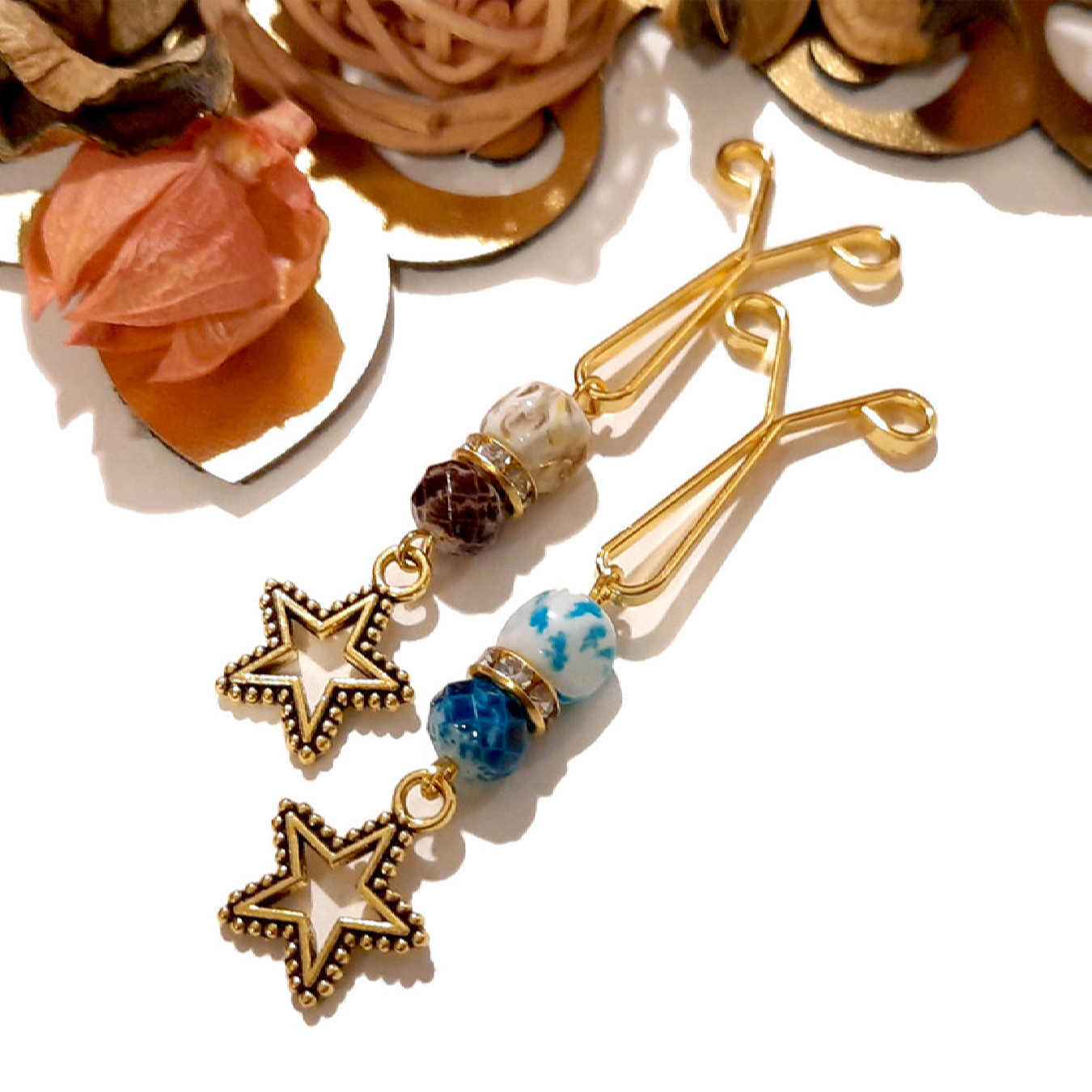 穆斯林女性用头巾U型夹 – 星星吊饰(4件装)