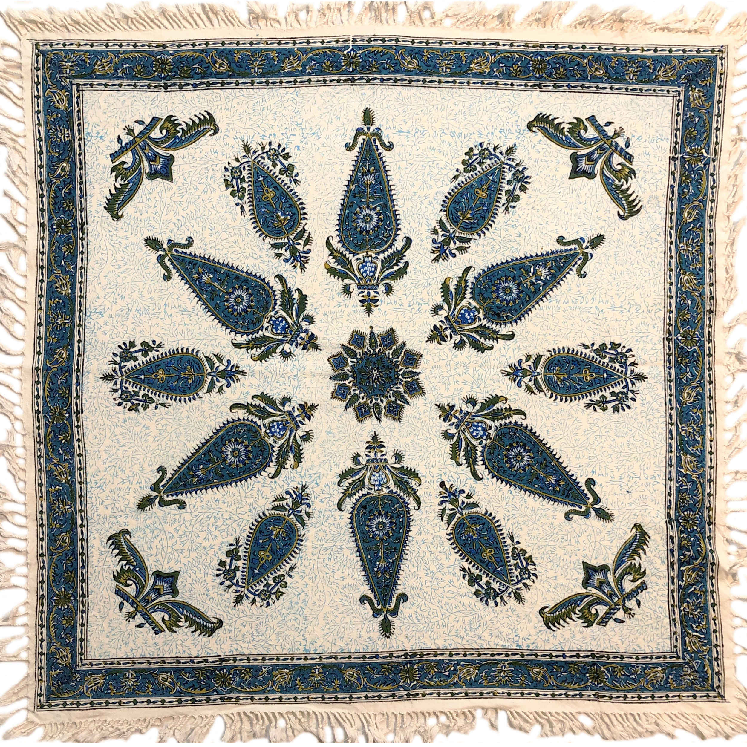 Main image of 伊朗餐桌布：伊斯法罕传统卡拉姆卡里木刻印 Khorshidi