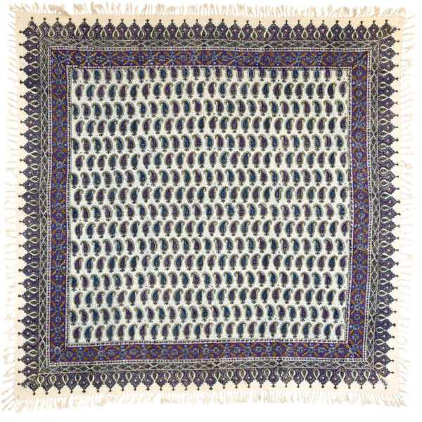 伊朗餐桌布：伊斯法罕传统卡拉姆卡里（Kalamkari）木刻印紫色